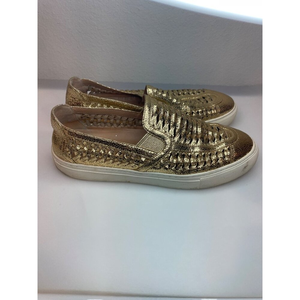 Tory Burch Gold Leather Huarache Slip On Shoe